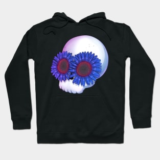 Skull with blue flowers Hoodie